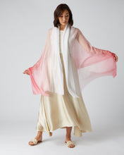 Load image into Gallery viewer, N.Peal Women&#39;s Dip Dye Cashmere Scarf New Ivory White + Peony Pink
