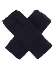 Load image into Gallery viewer, N.Peal Unisex Fur Lined Fingerless Cashmere Gloves Navy Blue
