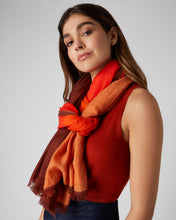 Load image into Gallery viewer, N.Peal Women&#39;s Stripe Gradiated Cashmere Pashmina Orange
