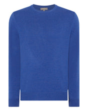 Load image into Gallery viewer, N.Peal Men&#39;s The Oxford Round Neck Cashmere Jumper Nile Blue
