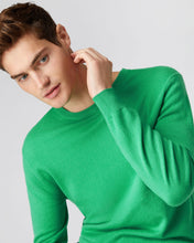Load image into Gallery viewer, N.Peal Men&#39;s The Oxford Round Neck Cashmere Jumper Parrot Green
