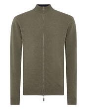 Load image into Gallery viewer, N.Peal Men&#39;s The Knightsbridge Zip Cashmere Jumper Khaki Green
