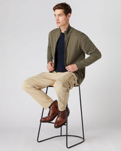 Load image into Gallery viewer, N.Peal Men&#39;s The Knightsbridge Zip Cashmere Jumper Khaki Green
