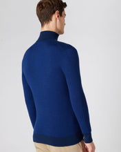 Load image into Gallery viewer, N.Peal Men&#39;s Fine Gauge Cashmere Pattern Half Zip Jumper French Blue + Ultramarine Blue
