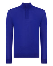 Load image into Gallery viewer, N.Peal Men&#39;s The Regent Fine Gauge Cashmere Half Zip Jumper Ultramarine Blue

