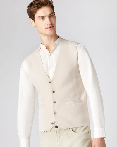 N.Peal Men's The Chelsea Milano Cashmere Waistcoat Almond White