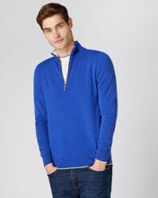 Load image into Gallery viewer, N.Peal Men&#39;s The Carnaby Half Zip Cashmere Jumper Nile Blue
