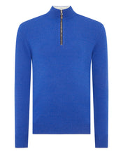 Load image into Gallery viewer, N.Peal Men&#39;s The Carnaby Half Zip Cashmere Jumper Nile Blue
