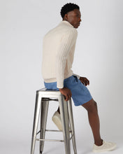 Load image into Gallery viewer, N.Peal Men&#39;s Cable Half Zip Cashmere Jumper Almond White
