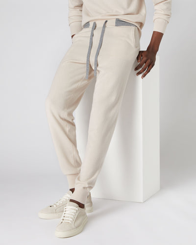 N.Peal Men's Cashmere Pants Almond White