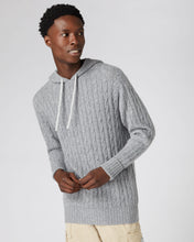 Load image into Gallery viewer, N.Peal Men&#39;s Cable Cashmere Hoodie Flannel Grey
