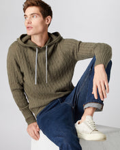 Load image into Gallery viewer, N.Peal Men&#39;s Cable Cashmere Hoodie Khaki Green
