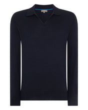 Load image into Gallery viewer, N.Peal Men's Polo Neck Cotton Cashmere Jumper Navy Blue
