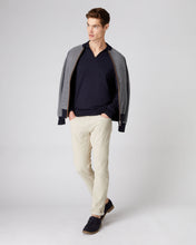 Load image into Gallery viewer, N.Peal Men's Polo Neck Cotton Cashmere Jumper Navy Blue
