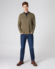 Load image into Gallery viewer, N.Peal Men&#39;s Half Zip Cotton Cashmere Jumper Khaki Green
