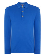 Load image into Gallery viewer, N.Peal Men's Long Sleeve Cotton Cashmere Polo Shirt Victoria Blue
