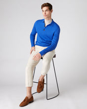 Load image into Gallery viewer, N.Peal Men's Long Sleeve Cotton Cashmere Polo Shirt Victoria Blue
