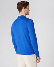 Load image into Gallery viewer, N.Peal Men's Long Sleeve Cotton Cashmere Polo Shirt Victoria Blue

