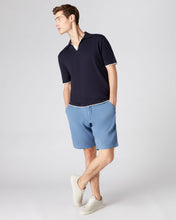 Load image into Gallery viewer, N.Peal Men&#39;s Contrast Cotton Cashmere Polo T Shirt Navy Blue
