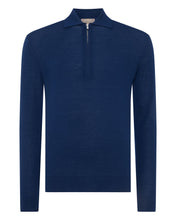 Load image into Gallery viewer, N.Peal Men&#39;s Fine Gauge Cashmere Half Zip Shirt French Blue
