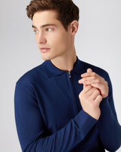 Load image into Gallery viewer, N.Peal Men&#39;s Fine Gauge Cashmere Half Zip Shirt French Blue
