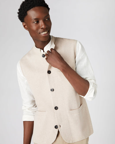 N.Peal Men's Cotton Cashmere Waistcoat Sandstone Brown