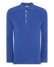 Load image into Gallery viewer, N.Peal Men&#39;s Ribbed Cashmere Polo Shirt Nile Blue
