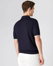Load image into Gallery viewer, N.Peal Men&#39;s Half Zip Cotton Cashmere Polo T Shirt Navy Blue
