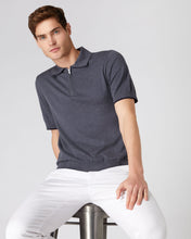 Load image into Gallery viewer, N.Peal Men&#39;s Half Zip Cotton Cashmere Polo T Shirt Rhino Grey
