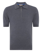 Load image into Gallery viewer, N.Peal Men&#39;s Half Zip Cotton Cashmere Polo T Shirt Rhino Grey
