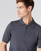 Load image into Gallery viewer, N.Peal Men&#39;s Half Zip Cotton Cashmere Polo T Shirt Rhino Grey
