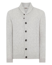 Load image into Gallery viewer, N.Peal Men&#39;s Shawl Collar Cable Cashmere Cardigan Fumo Grey
