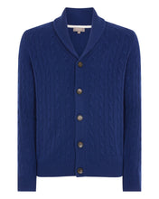 Load image into Gallery viewer, N.Peal Men&#39;s Shawl Collar Cable Cashmere Cardigan French Blue
