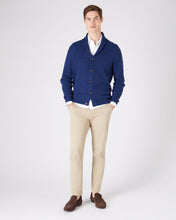 Load image into Gallery viewer, N.Peal Men&#39;s Shawl Collar Cable Cashmere Cardigan French Blue
