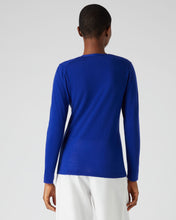 Load image into Gallery viewer, N.Peal Women&#39;s Superfine V Neck Cashmere Cardigan Ultramarine Blue
