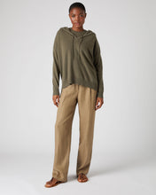 Load image into Gallery viewer, N.Peal Women&#39;s Metal Edge Hooded Cashmere Jumper Khaki Green
