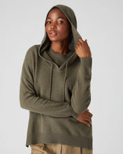 Load image into Gallery viewer, N.Peal Women&#39;s Metal Edge Hooded Cashmere Jumper Khaki Green

