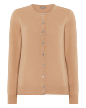 Load image into Gallery viewer, N.Peal Women&#39;s Round Neck Cashmere Cardigan Sahara Brown
