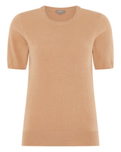 Load image into Gallery viewer, N.Peal Women&#39;s Round Neck Cashmere T Shirt Sahara Brown
