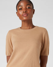 Load image into Gallery viewer, N.Peal Women&#39;s Round Neck Cashmere T Shirt Sahara Brown
