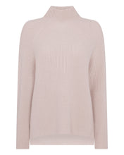 Load image into Gallery viewer, N.Peal Women&#39;s High Neck Ribbed Cashmere Jumper Canvas Pink
