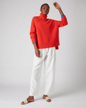 Load image into Gallery viewer, N.Peal Women&#39;s High Neck Ribbed Cashmere Jumper Vermillion Red
