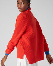 Load image into Gallery viewer, N.Peal Women&#39;s High Neck Ribbed Cashmere Jumper Vermillion Red
