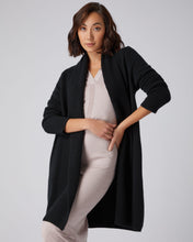 Load image into Gallery viewer, N.Peal Women&#39;s Vertical Rib Placket Cashmere Cardigan Black
