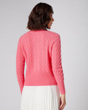 Load image into Gallery viewer, N.Peal Women&#39;s Cable Cashmere Cardigan Peony Pink
