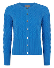 Load image into Gallery viewer, N.Peal Women&#39;s Cable Cashmere Cardigan Zanzibar Blue
