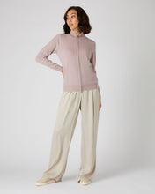 Load image into Gallery viewer, N.Peal Women&#39;s Funnel Neck Zip Cashmere Cardigan Canvas Pink
