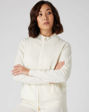 Load image into Gallery viewer, N.Peal Women&#39;s Funnel Neck Zip Cashmere Cardigan New Ivory White
