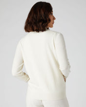 Load image into Gallery viewer, N.Peal Women&#39;s Funnel Neck Zip Cashmere Cardigan New Ivory White
