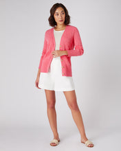 Load image into Gallery viewer, N.Peal Women&#39;s Cable V Neck Cashmere Cardigan Peony Pink

